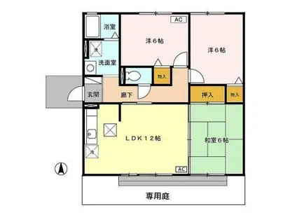 ブルーグラース(3LDK/1階)の間取り写真