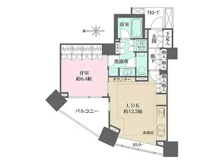 パークハウスオー・タワー(1LDK/13階)の間取り写真