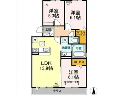 プレミアージュ(3LDK/1階)の間取り写真