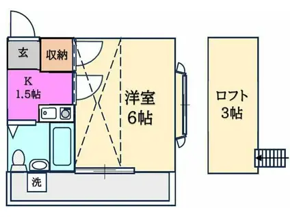 ミユテ北坂戸(1K/2階)の間取り写真
