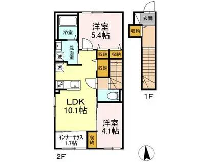 リベルテ(2LDK/2階)の間取り写真