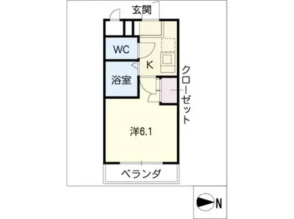 TIP TOP 藤が丘(1K/2階)の間取り写真