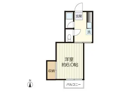 向ケ丘フラット(1K/2階)の間取り写真