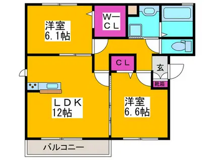 ヴィラージュ(2LDK/3階)の間取り写真