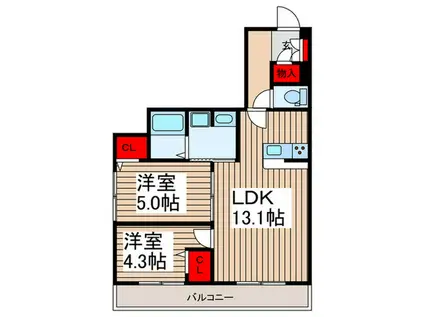 川口市戸塚2丁目 PJ(2LDK/3階)の間取り写真
