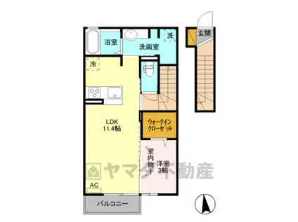 クレイン 1(1LDK/2階)の間取り写真