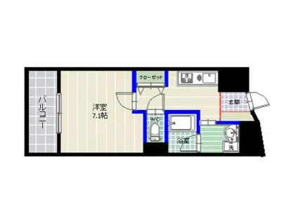 フォルテーネ飯倉(1K/2階)の間取り写真