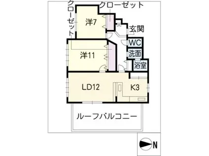 アーバンエコール島田(2LDK/3階)の間取り写真