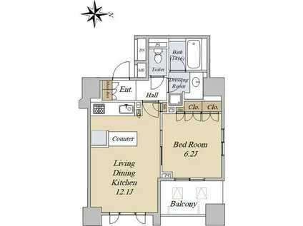 藤和シティホームズ三鷹中央(1LDK/6階)の間取り写真