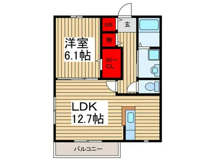 タウンコート・メイ(1LDK/2階)の間取り写真