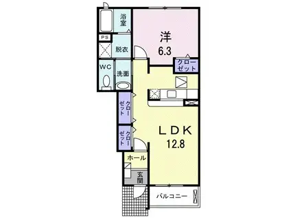 シャルマン壱番館(1LDK/1階)の間取り写真