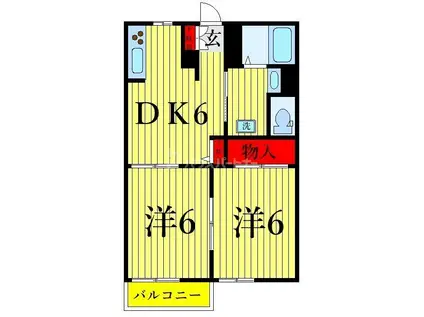 アビタシオン松江B(2DK/2階)の間取り写真