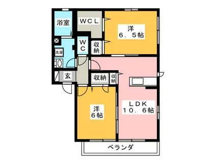 レユシールB(2LDK/1階)の間取り写真