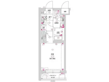 D.CLAREST CREST TAPP 二条(1K/1階)の間取り写真