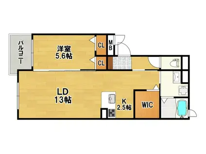 シャルダンソレイユ(1SLDK/2階)の間取り写真