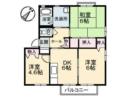 イーストパーク C棟(3DK/2階)の間取り写真