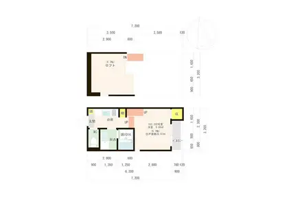 ハーモニーテラス馬出II(1K/1階)の間取り写真