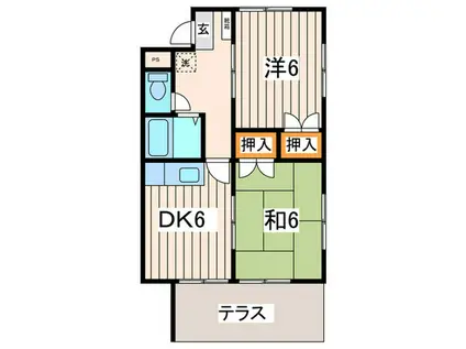 マリンハイム(2DK/1階)の間取り写真