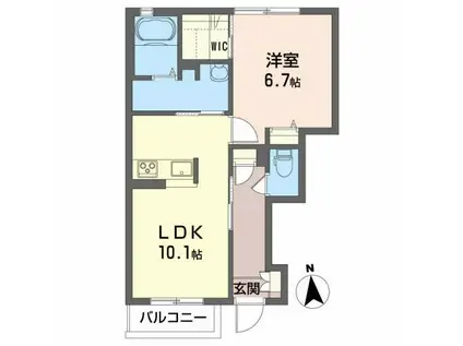 コージーコート(1LDK/1階)の間取り写真