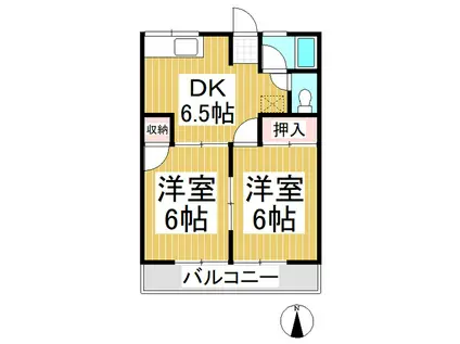 シティーハイムドミールA棟(2DK/2階)の間取り写真