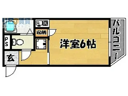 ベルメゾンビワ(ワンルーム/4階)の間取り写真