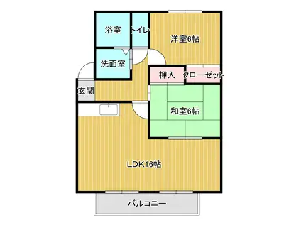 ツインヴィラ南瀬高B(2LDK/2階)の間取り写真