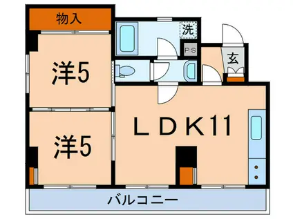 ヴィラ芝宮(2LDK/3階)の間取り写真