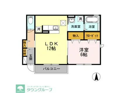 セレナ東海岸北A(1LDK/1階)の間取り写真