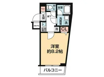 マーロ羽田(1K/1階)の間取り写真