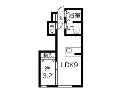 トライアングル ゆいの衛(1LDK/1階)の間取り写真