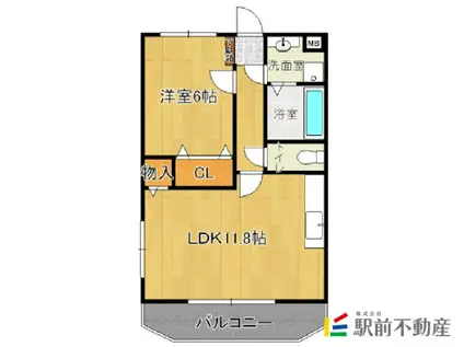 ユーミー姫方(1LDK/1階)の間取り写真