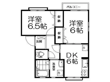 ライラックA(2DK/1階)の間取り写真