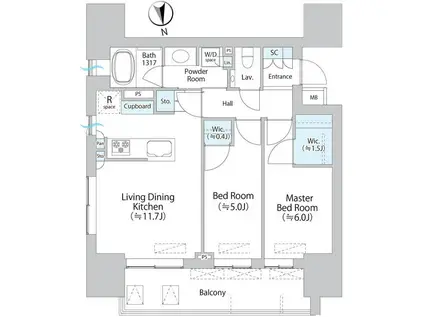 パークホームズ本郷三丁目(2LDK/4階)の間取り写真