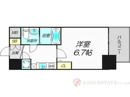 アドバンス新大阪ラシュレ(1K/13階)の間取り写真