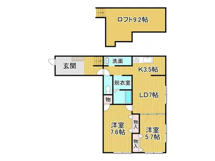 アダージオ池田(2LDK/2階)の間取り写真