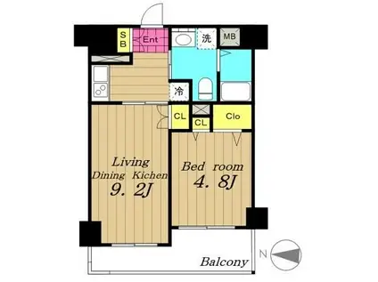 レジディア秋葉原(2K/3階)の間取り写真