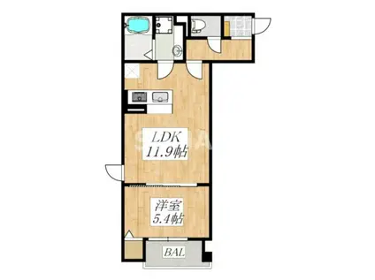 アローマ王本町(1LDK/3階)の間取り写真