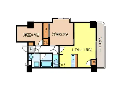 ルミネ薬師堂(2LDK/6階)の間取り写真