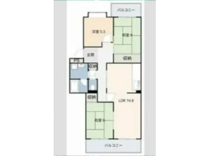 パストラルハイム明徳1番館(3LDK/5階)の間取り写真