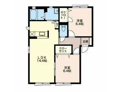 シャーメゾンソフィア B(2LDK/1階)の間取り写真