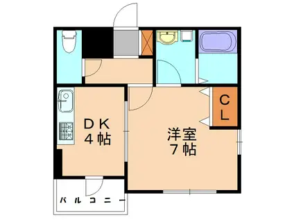 RUMA千早(1DK/4階)の間取り写真