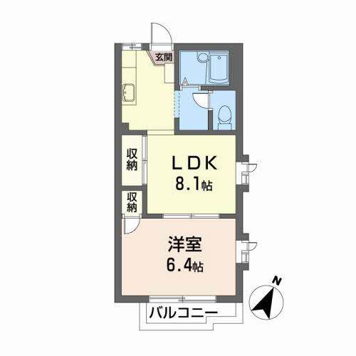 エルアルカサー(1LDK/2階)の間取り写真