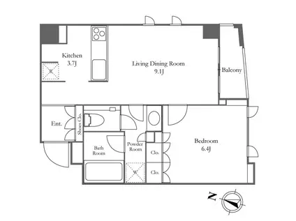 KDXレジデンス恵比寿旧エルスタンザ恵比寿南(1LDK/5階)の間取り写真