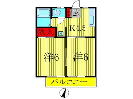 グランドハイツコタケ(2K/2階)の間取り写真