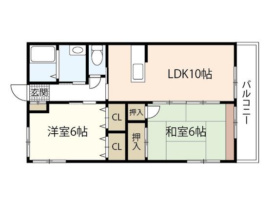 サンシャイン(2LDK/2階)の間取り写真