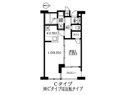 カーザビアンカ(1LDK/2階)の間取り写真