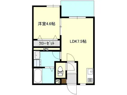 RIVER(1LDK/2階)の間取り写真