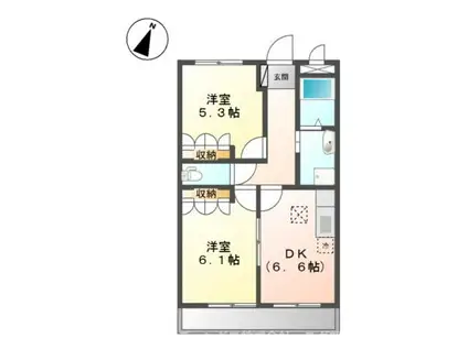 サンフラワー(2DK/1階)の間取り写真