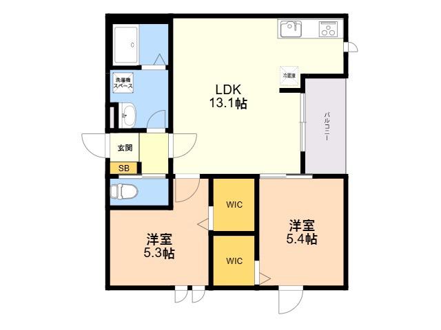 NEXUS姪浜(2LDK/2階)の間取り写真