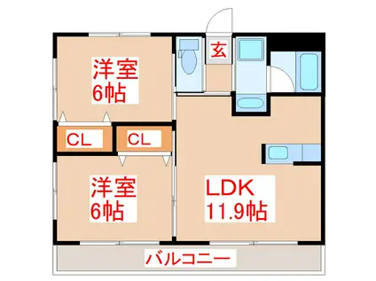 クレイン(2LDK/1階)の間取り写真